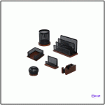 6-piece desktop office set, wood and metal model
