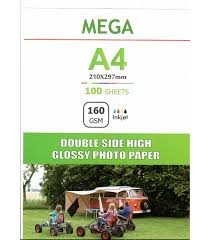 img src=”Photoglass paper 160 grams double-sided mega” alt=”کاغذ فتوگلاسه 160 گرم دورو مگا”