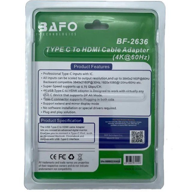 img src=”Type C to HDMI converter Bafu model BF-2636” alt=”تبدیل تایپ سی به اچ دی ام آی بافو مدل BF-2636”