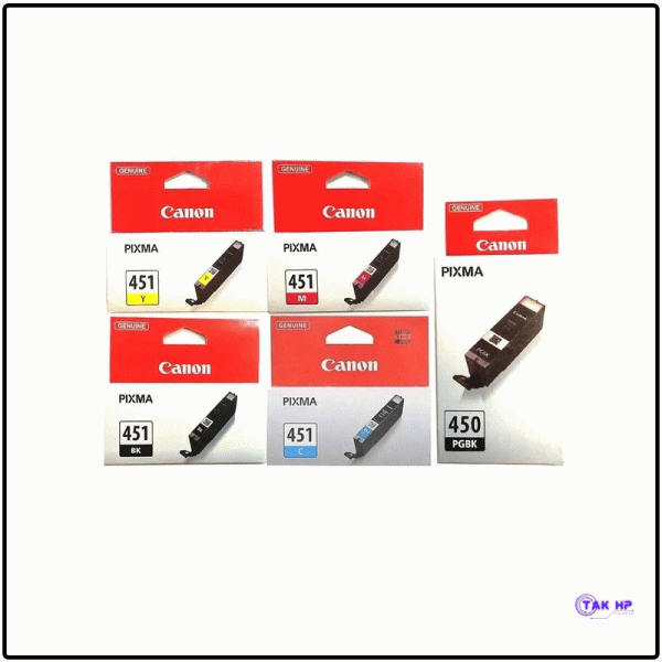 Complete series of original Canon 450 and 451 ink cartridges