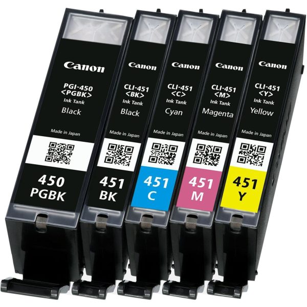 Complete series of original Canon 450 and 451 ink cartridges