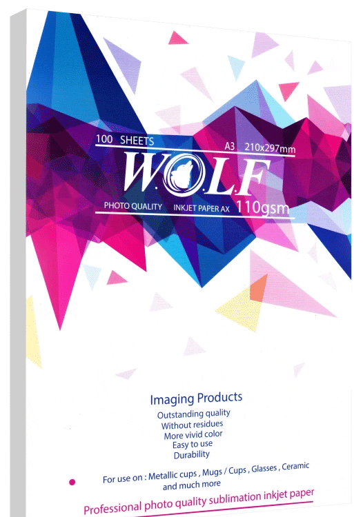 Sublimation paper 110 grams 100 sheets Wolf A3