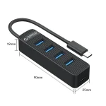 ابعاد هاب چهار پورت USB-C اوریکو مدل TWC3-4A