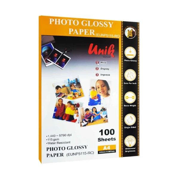 فتوگلاسه 115 گرم 100برگی A4 - Unik