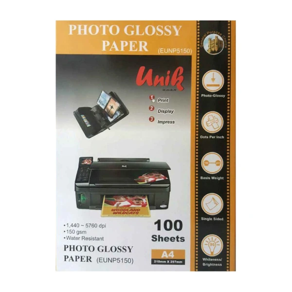 فتوگلاسه 150 گرم 100برگی A4 - Unik