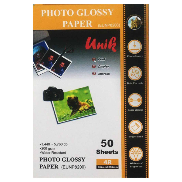 فتوگلاسه 200 گرم 50برگی 10*15 - Unik